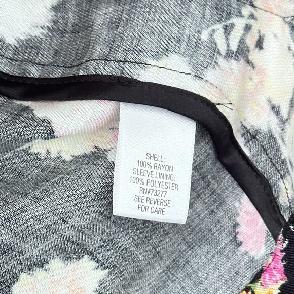 Candies Blazer Jrs Large Black Floral Open Front Unstructured Feminine Hipster - Picture 10 of 11